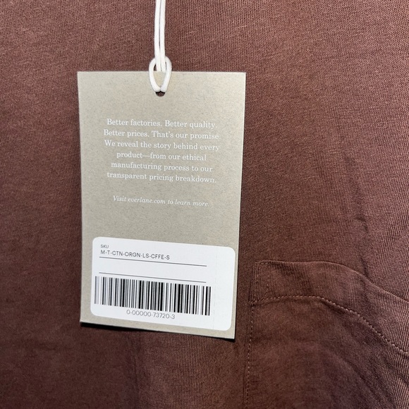 *NWT* Everlane Uniform Men’s The Organic Cotton Long-Sleeve Pocket Tee Coffee S - Picture 10 of 14